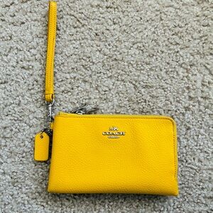 COACH Yellow Leather Wristlet Wallet